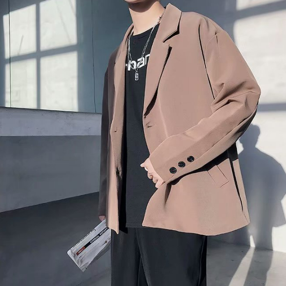 韓版潮流ins百搭休閑純色小西裝外套-vivivale