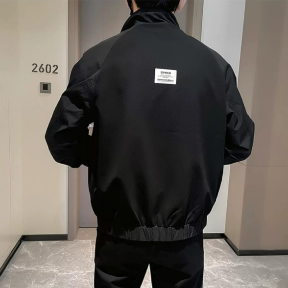 休閒刺繡雙層內裡潮流痞帥夾克立領外套-vivivale