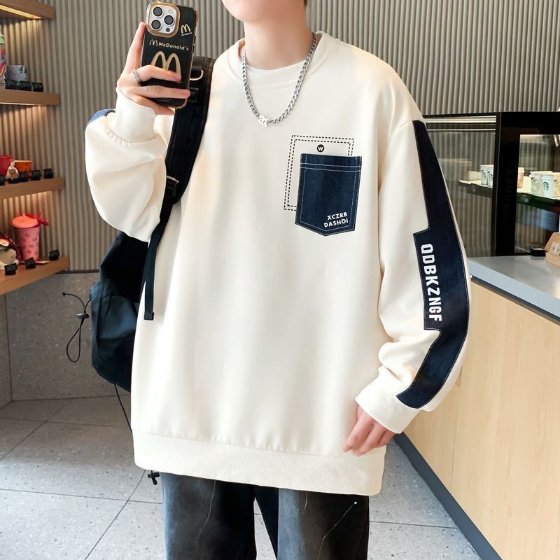 時尚潮流休閒寬鬆圓領印花帥氣長袖t恤-vivivale