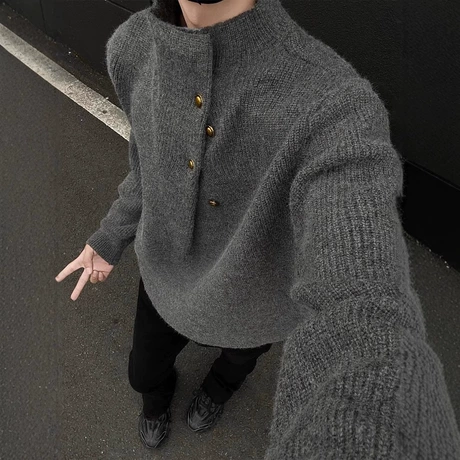 圓領潮牌帥氣打底衫氣質修身針織毛衣