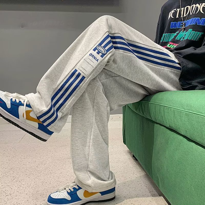 大碼寬鬆加絨加厚直筒工裝闊腿休閒運動衛褲