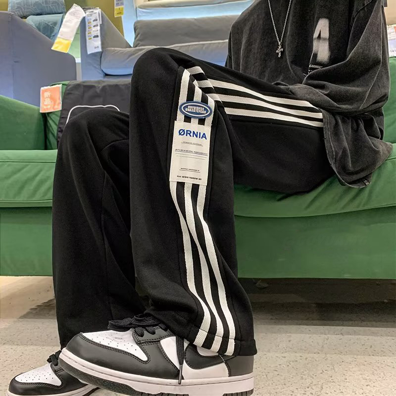 大碼寬鬆加絨加厚直筒工裝闊腿休閒運動衛褲