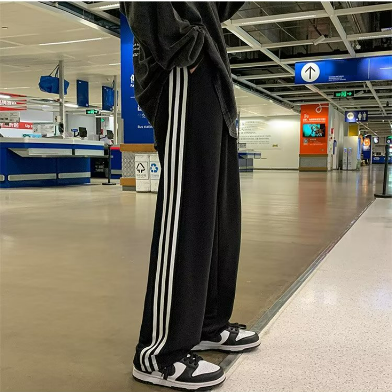 大碼寬鬆加絨加厚直筒工裝闊腿休閒運動衛褲