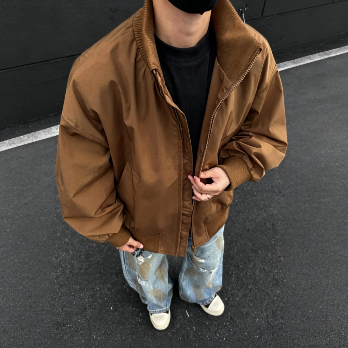 潮牌cleanfit廓形短版高街棒球服夾克外套