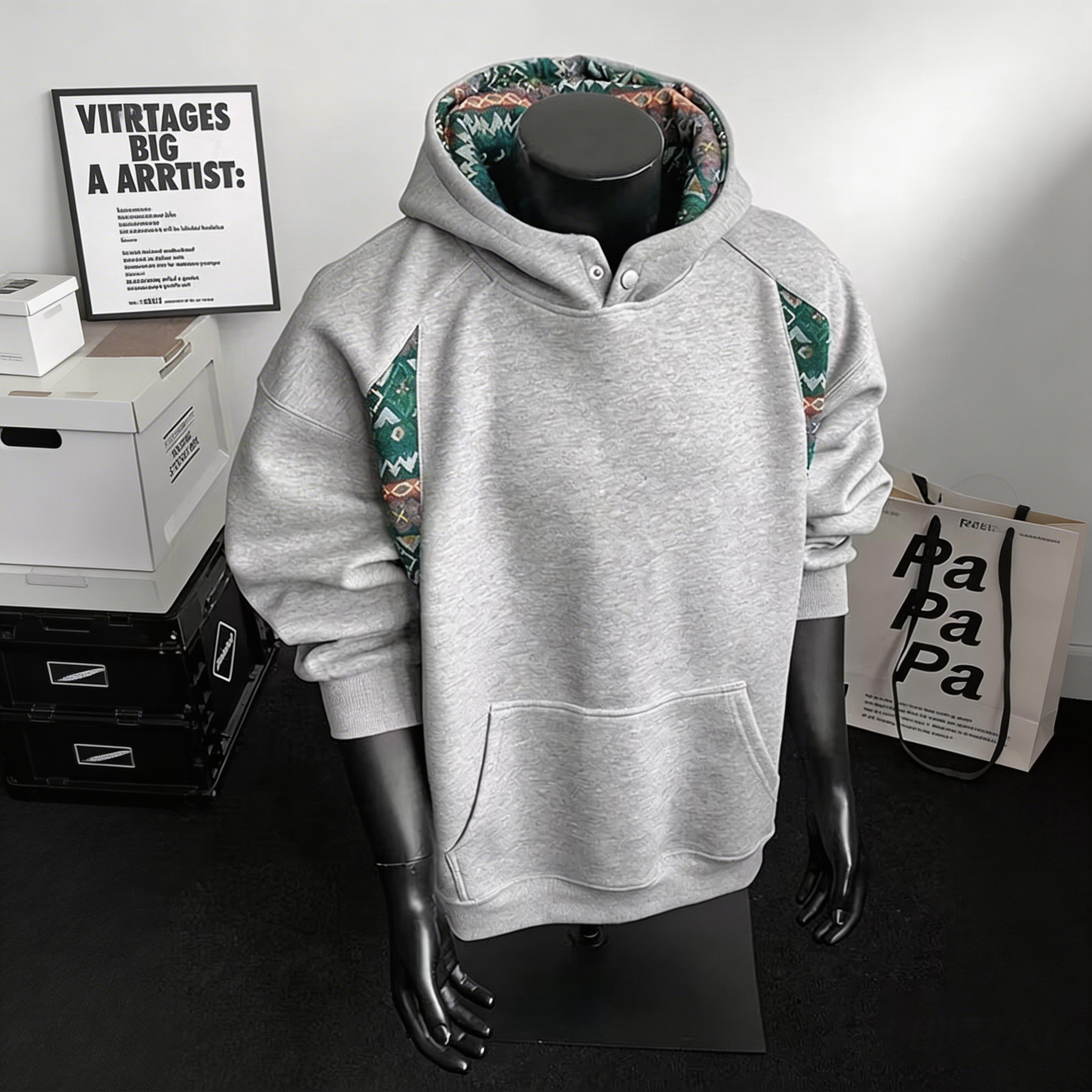 美式復古設計感小眾寬鬆百搭hiphop連帽衛衣