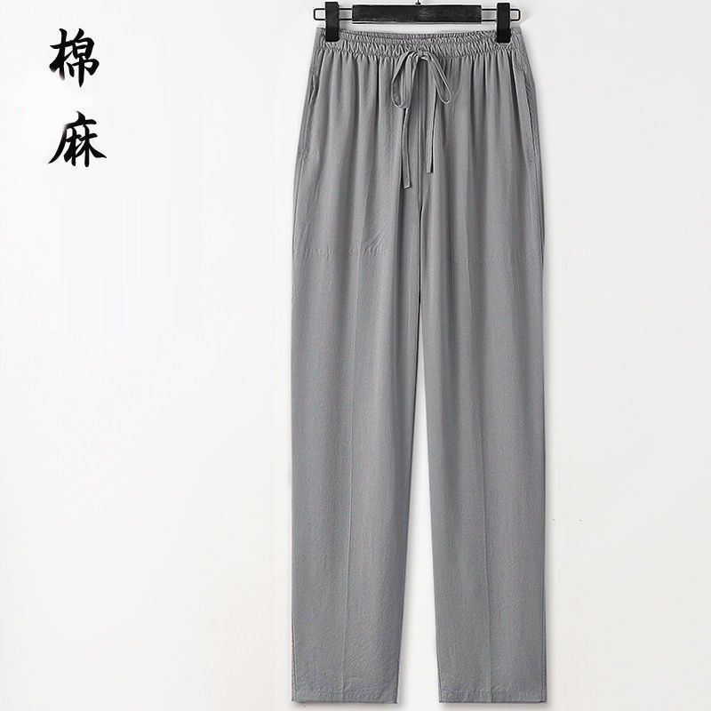 【單件】亞麻國風薄款七分中式短袖襯衫+寬松棉麻休閑褲兩件套