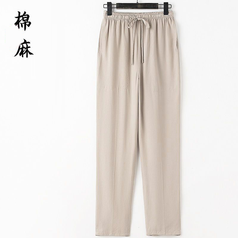 【單件】亞麻國風薄款七分中式短袖襯衫+寬松棉麻休閑褲兩件套