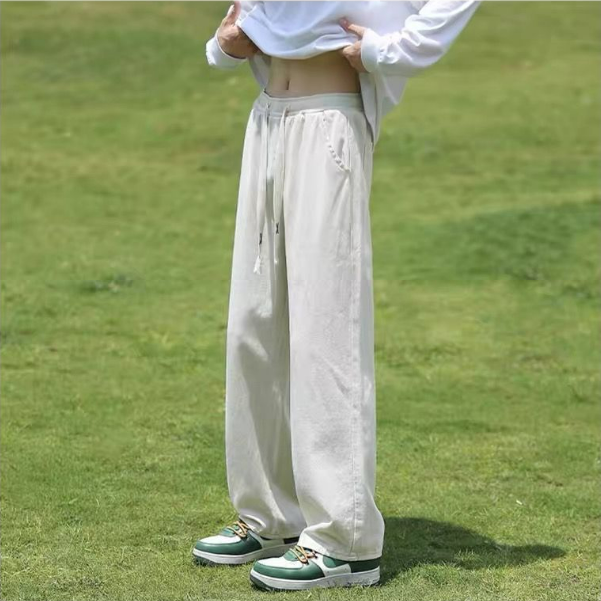 夏季薄款日系直筒運動百搭寬鬆闊腿休閒褲