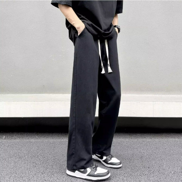 夏季薄款日系直筒運動百搭寬鬆闊腿休閒褲