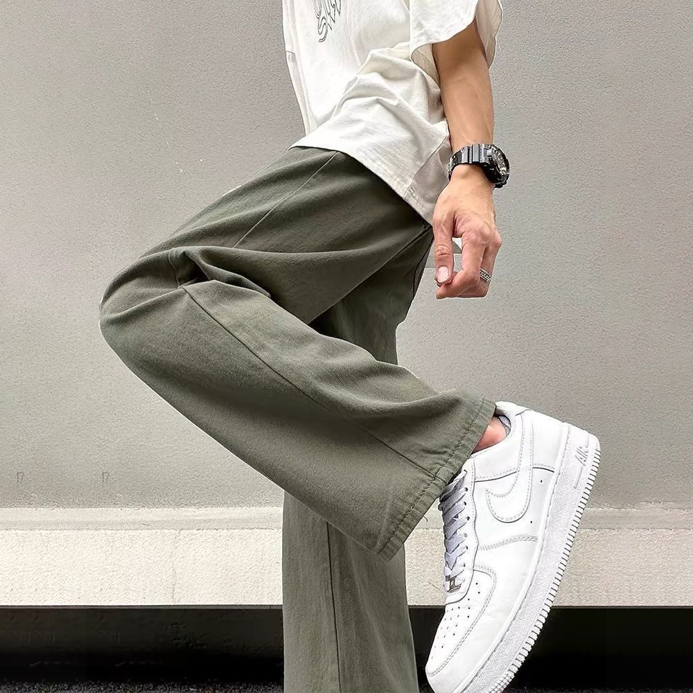 夏季薄款日系直筒運動百搭寬鬆闊腿休閒褲