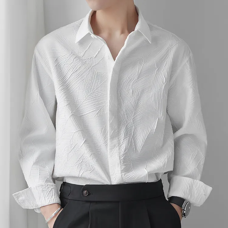 【單件/套裝】高級感法式寬松雅痞帥氣提花襯衣+休閒百搭西裝褲