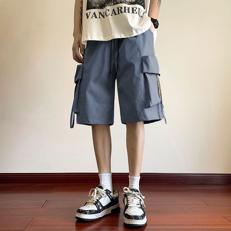 夏季美式工裝新款短褲男士大口袋百搭休閒外穿五分褲直筒顯瘦中褲
