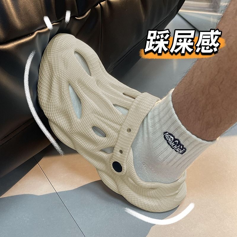 外穿透氣防滑厚底開車帶後跟沙灘拖鞋洞洞鞋鞋靴