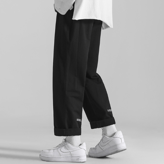 韓版潮流工裝九分直筒闊腿褲-vivivale