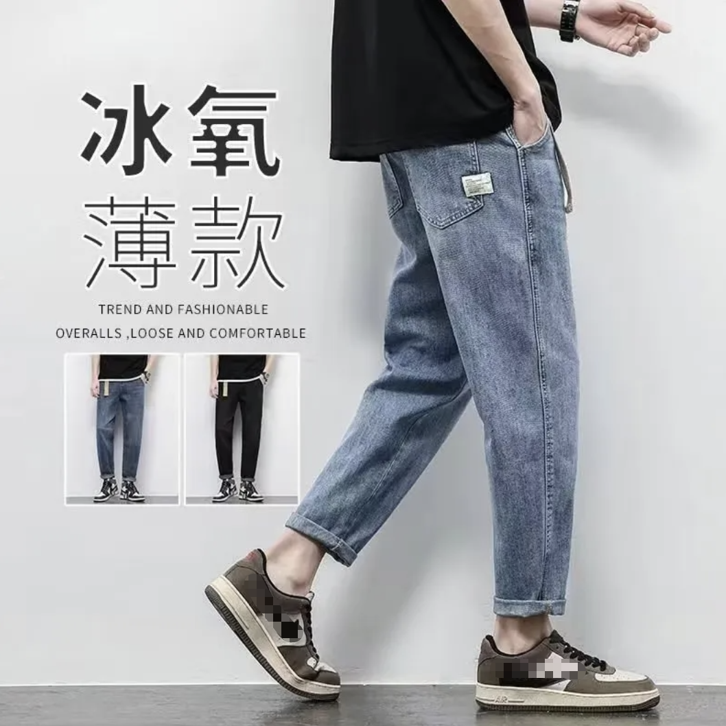薄款韓版百搭寬鬆潮牌時尚小直筒牛仔褲褲裝