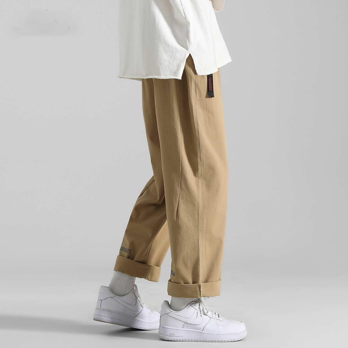 韓版潮流工裝九分直筒闊腿褲-vivivale