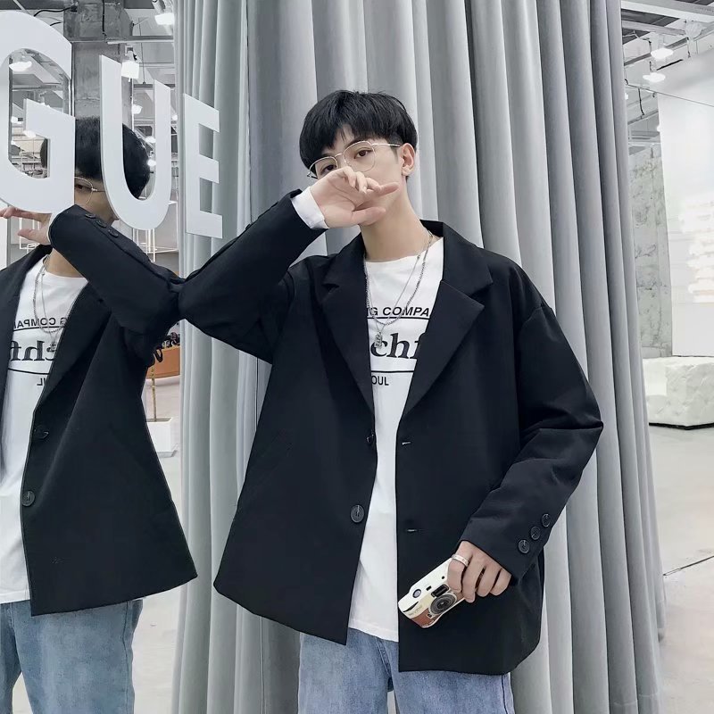 韓版潮流ins百搭休閑純色小西裝外套-vivivale