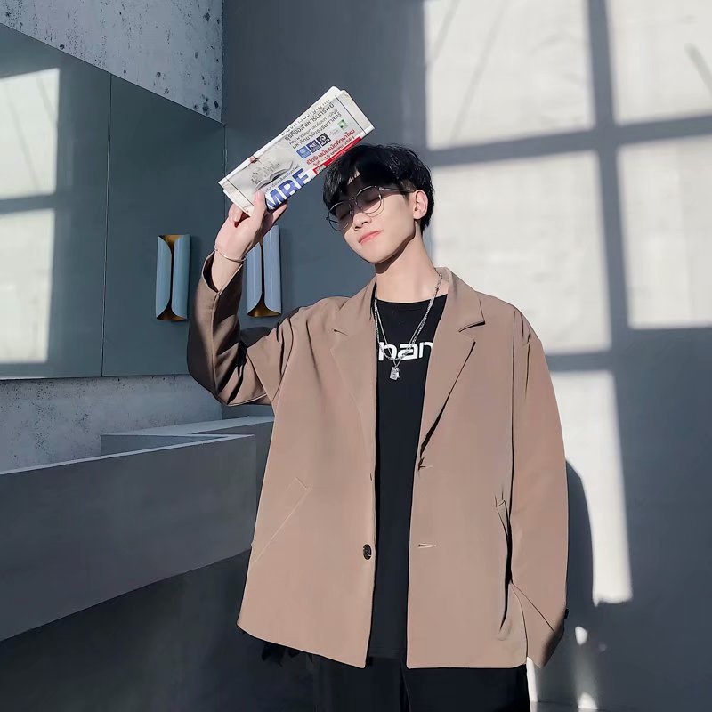 韓版潮流ins百搭休閑純色小西裝外套-vivivale