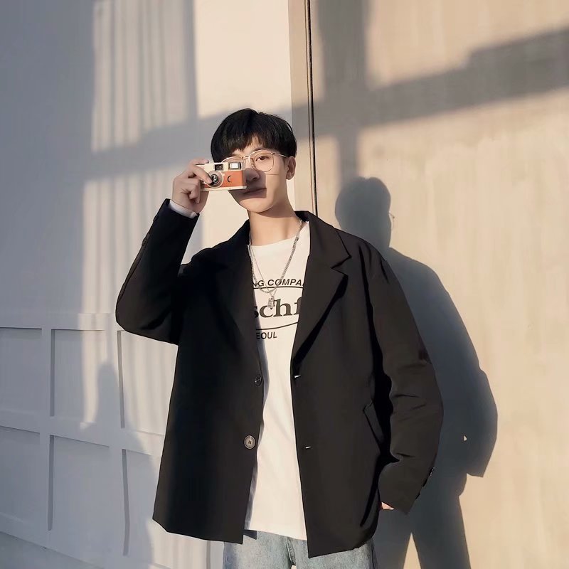 韓版潮流ins百搭休閑純色小西裝外套-vivivale