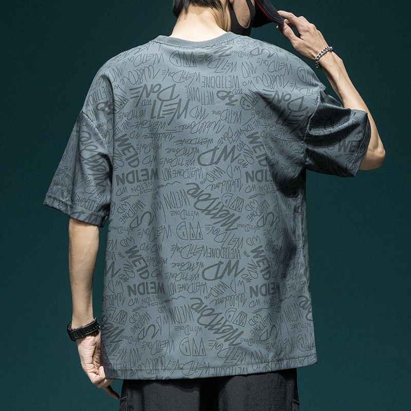 日系涼感冰絲薄款潮流寬鬆大碼短袖T恤-vivivale