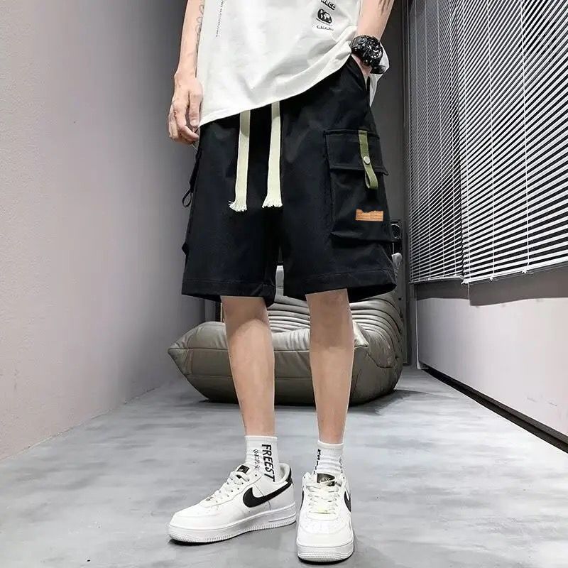 美式運動風抽繩大口袋休閒工裝短褲