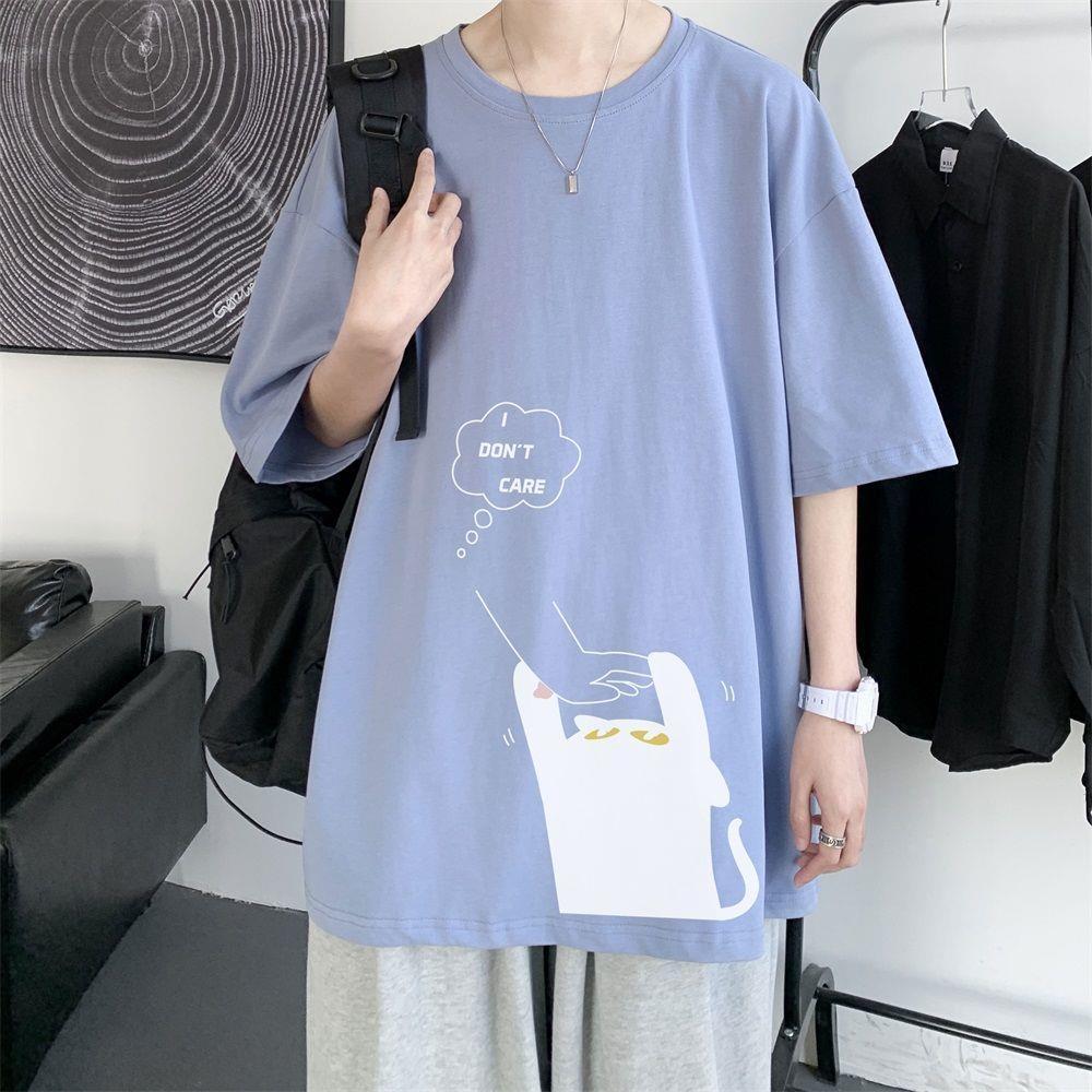 【單件/套裝】ins潮牌貓咪印花短袖t恤+運動束腳褲裝兩件套套裝-vivivale