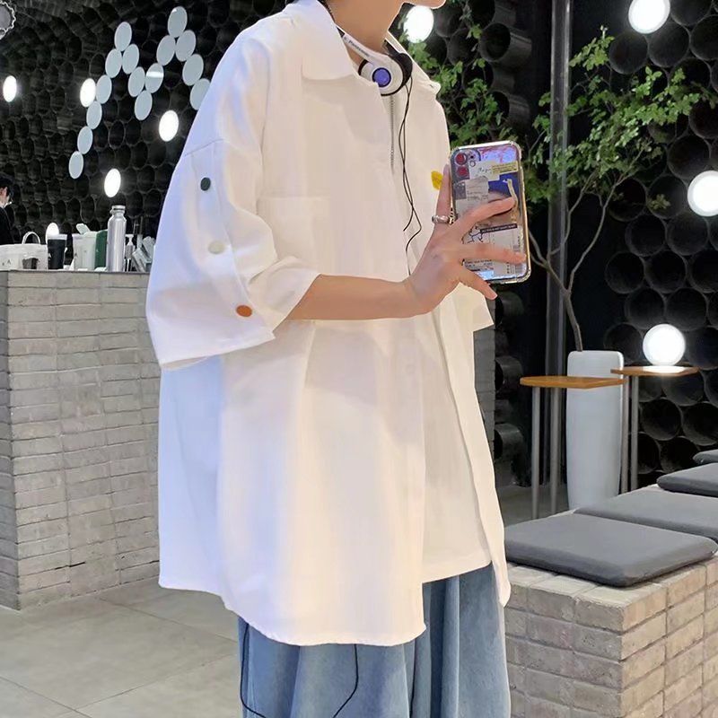 【單件/套裝】韓版潮流休閒短袖襯衫+內搭短袖T恤+休閒褲三件套裝-vivivale