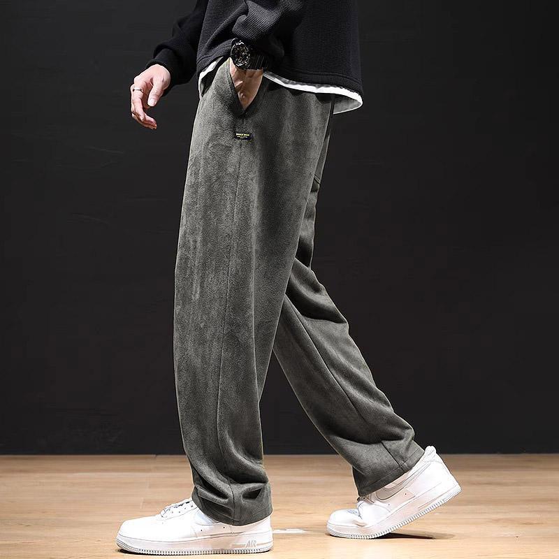 美式復古仿麂皮絨工裝寬鬆大碼ns顯瘦休閒褲