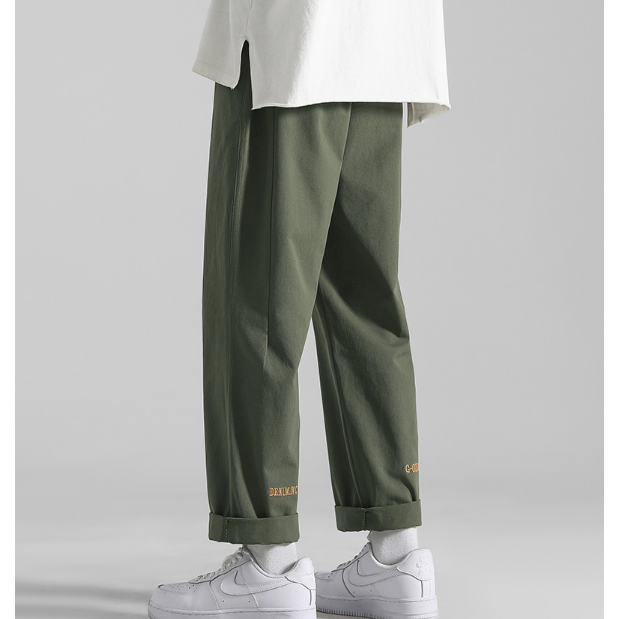 韓版潮流工裝九分直筒闊腿褲-vivivale