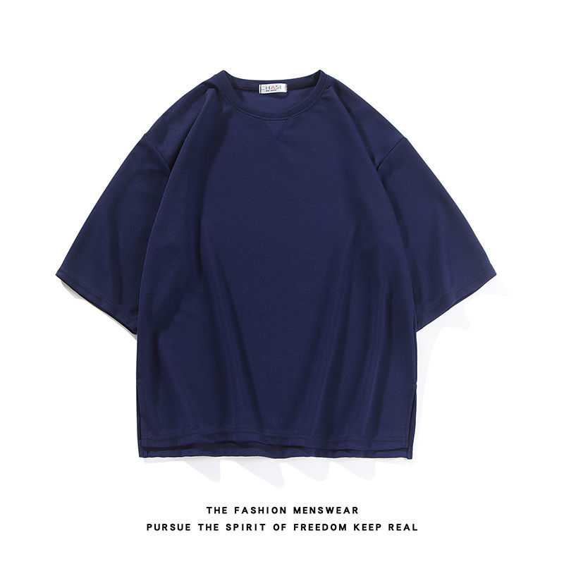 百搭休閒潮流寬鬆簡約七分袖短袖T恤-vivivale