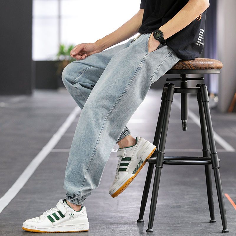 百搭潮流九分牛仔褲束腳褲裝-vivivale