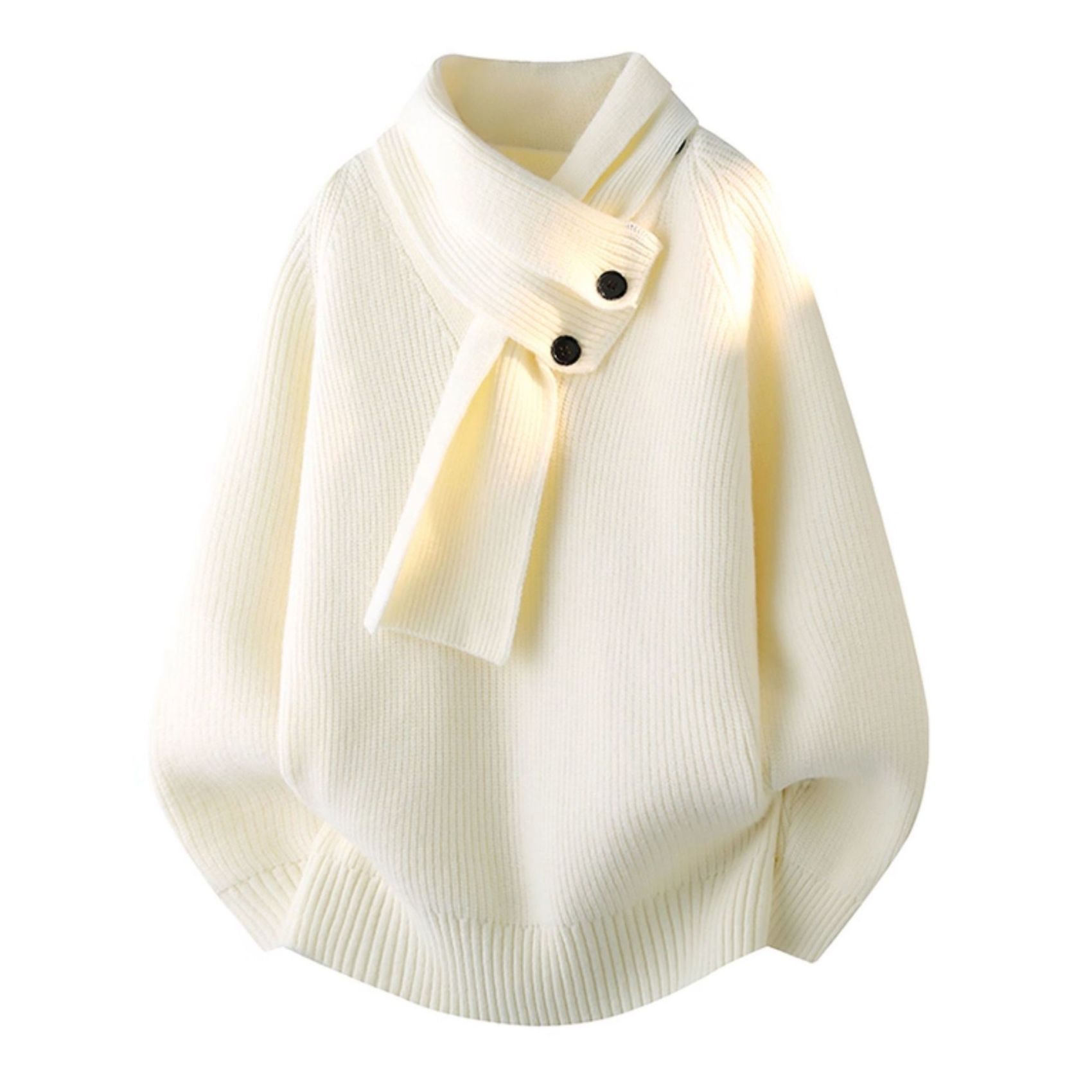 寬鬆外穿慵懶風針織衫休閒可拆圍巾毛衣