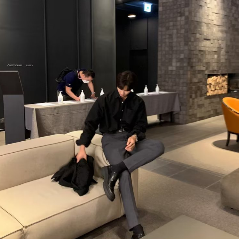 【單件/套裝】高級感長袖襯衫+黑色西裝褲兩件套裝-vivivale