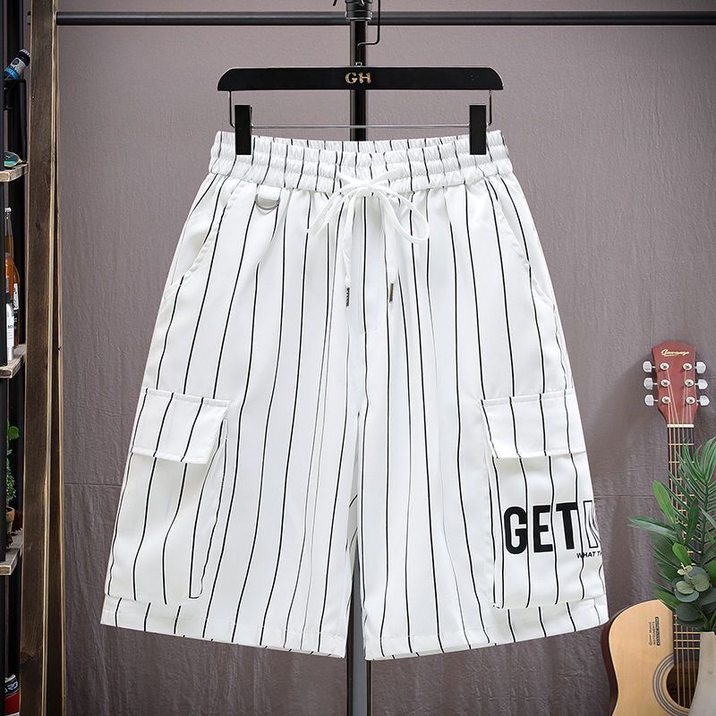 【單件/套裝】條紋寬鬆五分袖襯衫+休閒運動短褲兩件套裝-vivivale