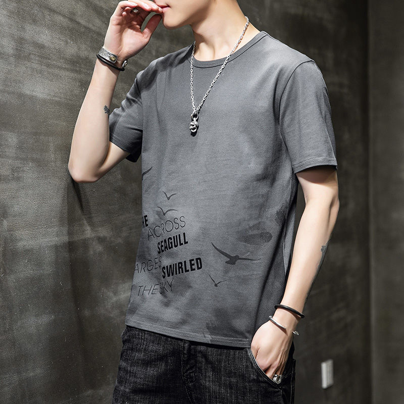 休閒寬鬆百搭潮流印花圓領短袖T恤-vivivale