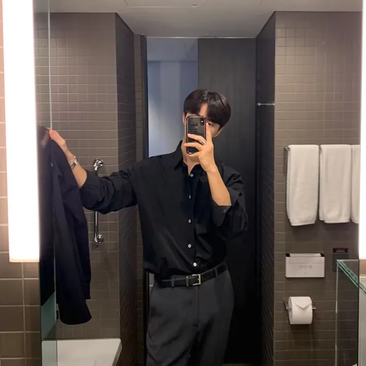 【單件/套裝】高級感長袖襯衫+黑色西裝褲兩件套裝-vivivale