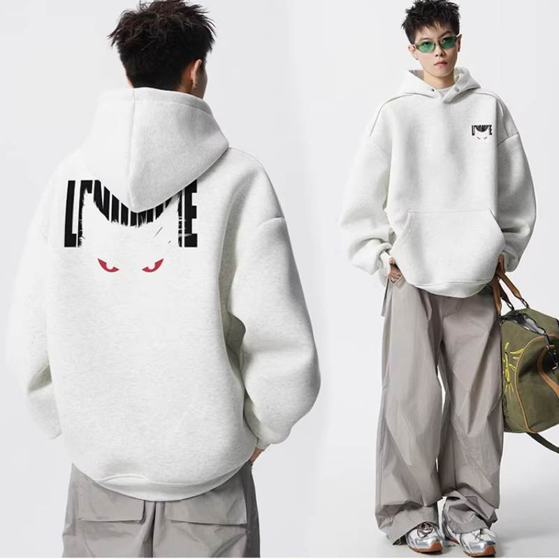 重磅美式設計感惡魔字母嘻哈港風連帽衛衣-vivivale