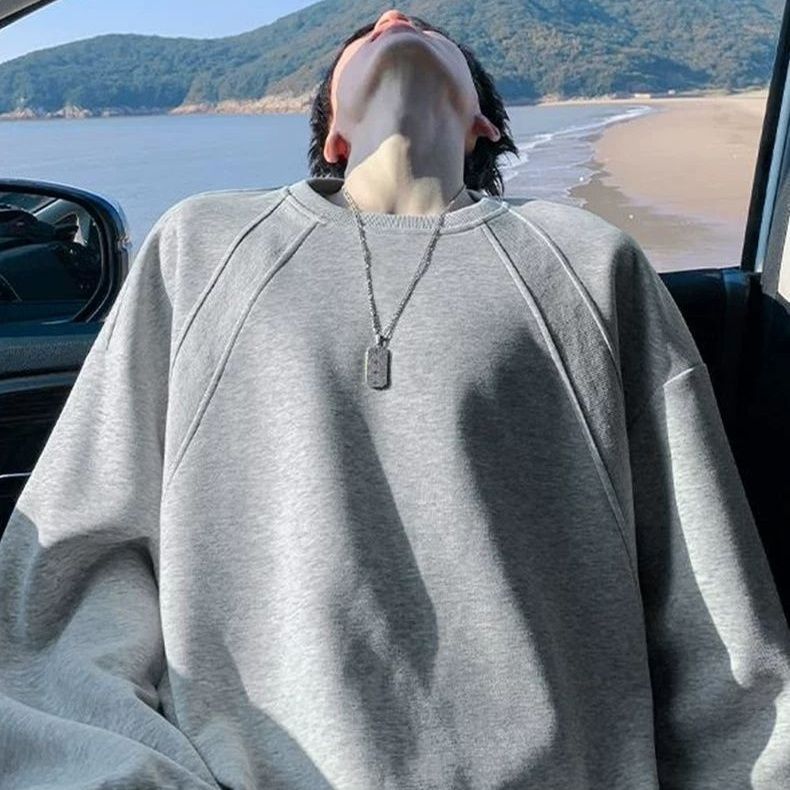 美式潮牌拼接解構重磅長袖t恤