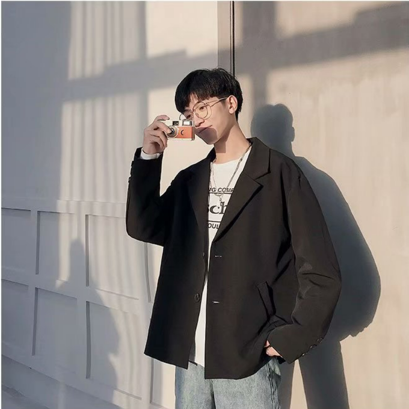 韓版潮流ins百搭休閑純色小西裝外套-vivivale