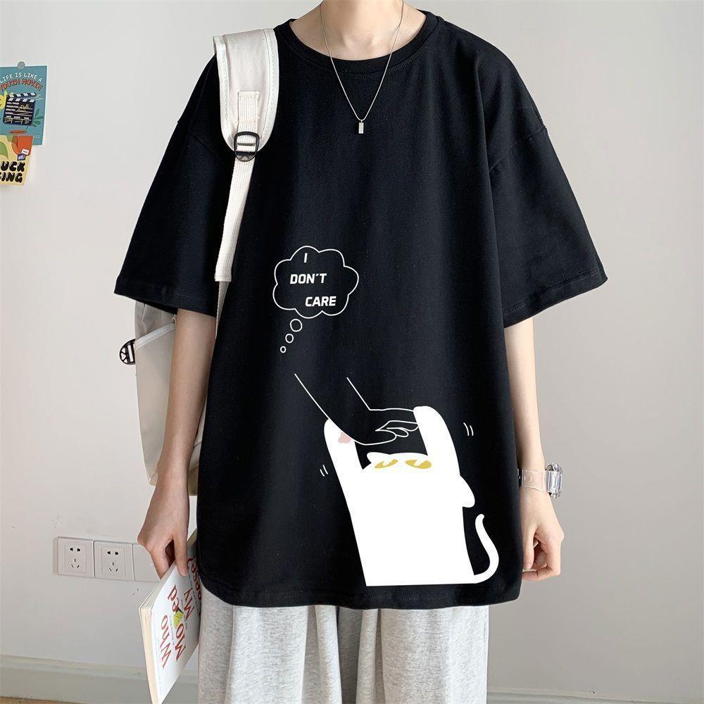 【單件/套裝】ins潮牌貓咪印花短袖t恤+運動束腳褲裝兩件套套裝-vivivale