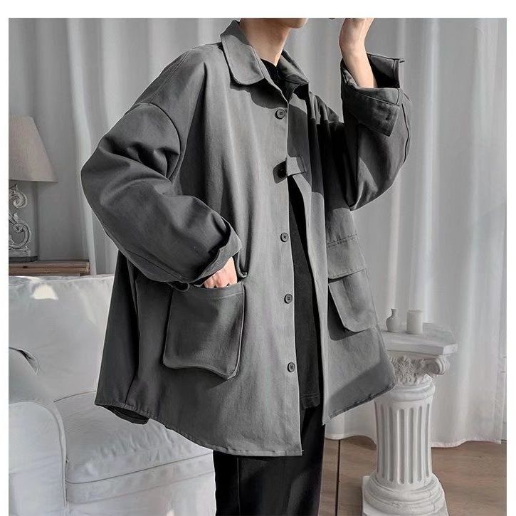 潮流休閒韓版帥氣百搭工裝長袖開衫-vivivale