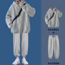 淺灰色衛衣+淺灰色長褲/兩件套