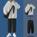 白色衛衣+黑色長褲/兩件套