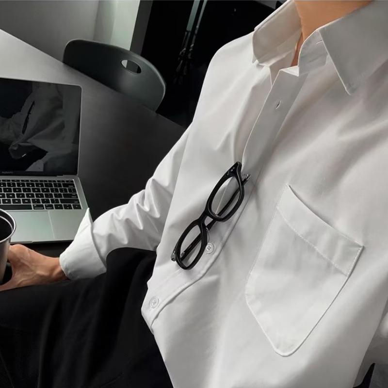 【單件/套裝】高級感長袖襯衫+黑色西裝褲兩件套裝-vivivale