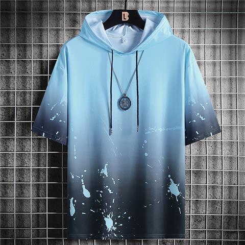 卡通連帽t恤五分大碼冰絲短袖