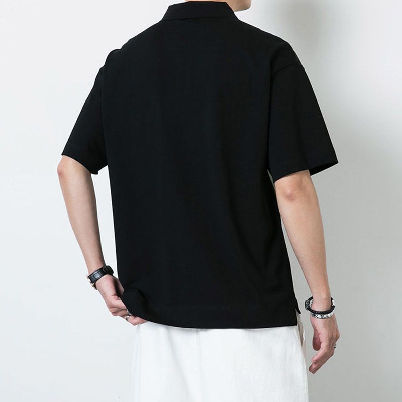 休閒個性撞色翻領口袋polo衫短袖