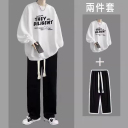 白色卫衣+黑色長裤【兩件套】