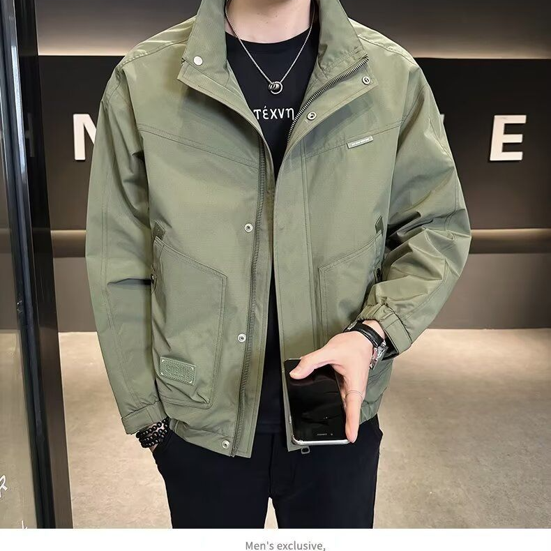 【單件/套裝】帥氣百搭防風夾克+白色長袖T恤+黑色工裝褲三件套-vivivale