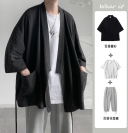 黑色襯衫+白色T恤+灰色長褲【三件套】