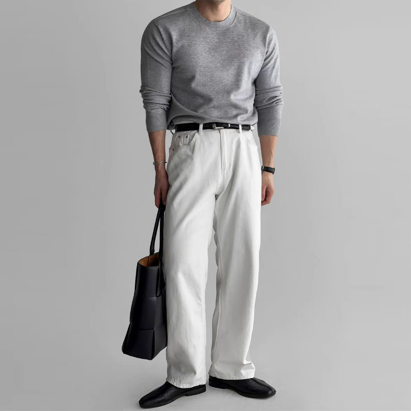 美式包芯紗針織修身長袖莫代爾軟糯打底羊毛衫-vivivale